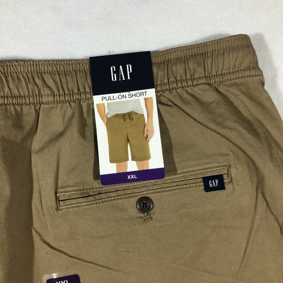 NEW GAP Mens XXL Pull On Khaki Tan Chino Shorts Flat Front NWT $40 - Picture 5 of 8